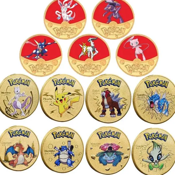 Pokemon Munzen Mit Verschiedenen Pokemon Mewtu, Quajutsu, Pikachu Mew, Genesect U. A.