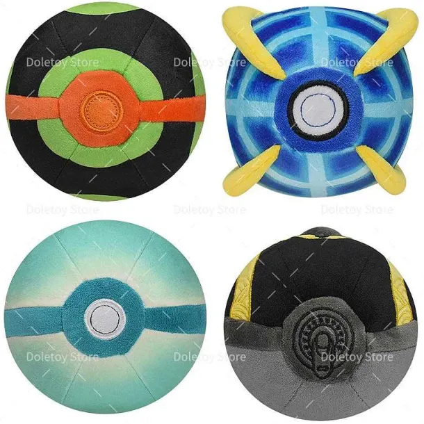 Pokemon Plusch Balle (4 Stk.) Master Ball Super Ball Great Ball Ultra Ball (Ca. 12Cm)