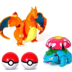 Pokemon Pokeball Set Mit Figur (Pikachu, Glurak, Bisaflor, Turtok, Garados)