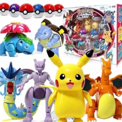 Pokemon Pokeball Set Mit Figur (Pikachu, Glurak, Bisaflor, Turtok, Garados)