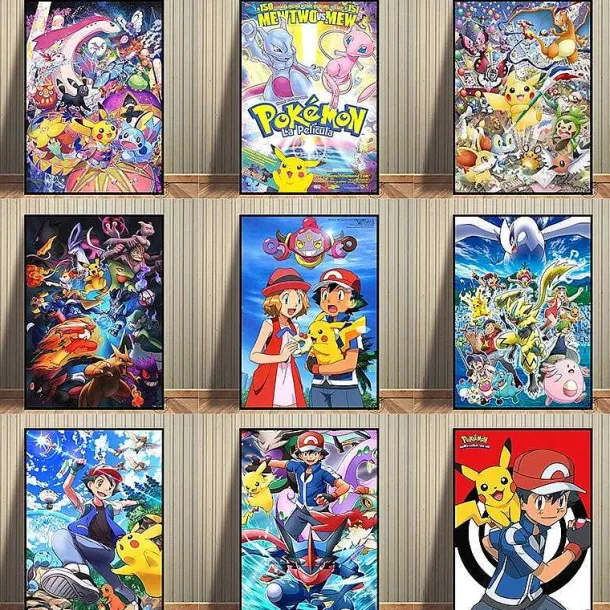 Pokemon Poster Kunstdrucke Ash Ketchum Pikachu Jigglypuff Etc.