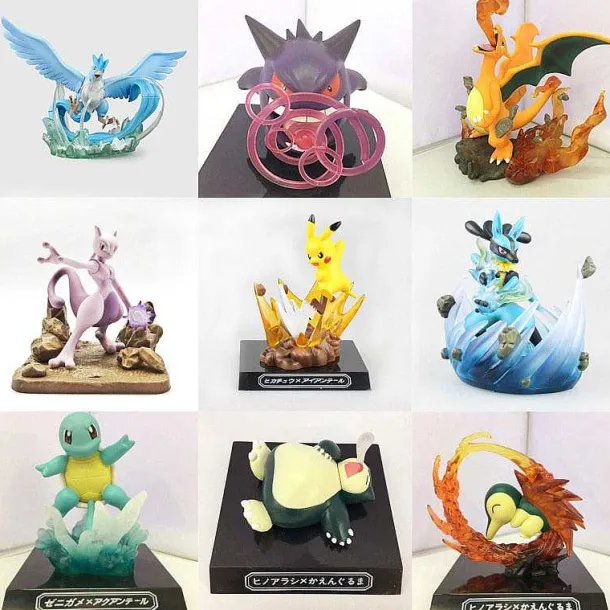 Pokemon Sammel Figuren - (Pikachu Articuno Gengar Charizard Mewtwo Lucario Squirtle Cyndaquil Snorlax)