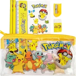 Pokemon Schul Set Mit Tasche, Stift, Aufkleber, Anspitzer, Radiergummi Etc.