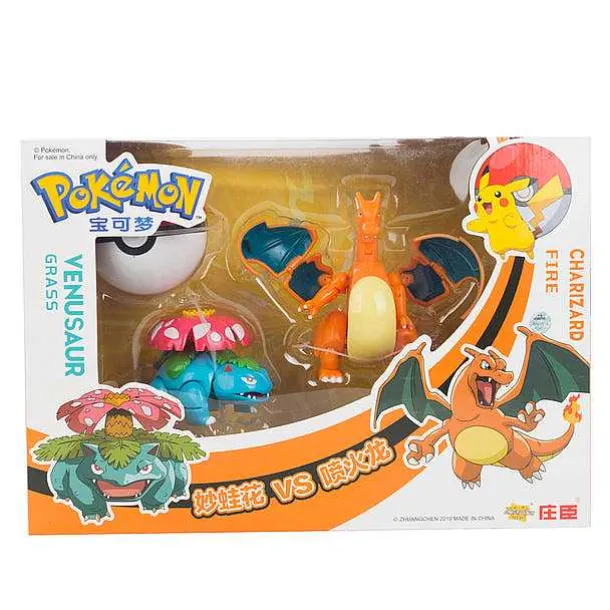 Pokemon Spielzeug Set Mit 2X Figur Und 2X Pokeball (Verschiedene Motive Zur Wahl)