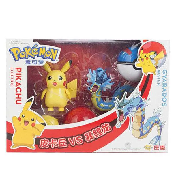 Pokemon Spielzeug Set Mit 2X Figur Und 2X Pokeball (Verschiedene Motive Zur Wahl)