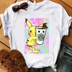Pokemon T-Shirt Fur Frauen / Madchen Snorlax Togepi Squirtle Japanese T-Shirt