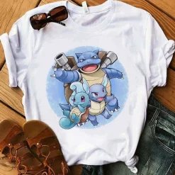 Pokemon T-Shirt Fur Frauen / Madchen Snorlax Togepi Squirtle Japanese T-Shirt