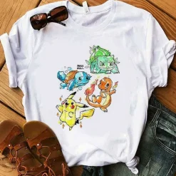 Pokemon T-Shirt Fur Frauen / Madchen Snorlax Togepi Squirtle Japanese T-Shirt