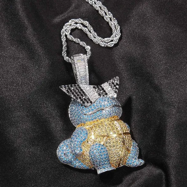 Schiggy Squritle - Stylishe Pokemon Hip Hop Hals Kette