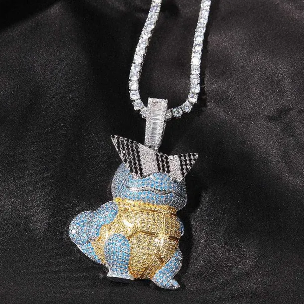 Schiggy Squritle - Stylishe Pokemon Hip Hop Hals Kette