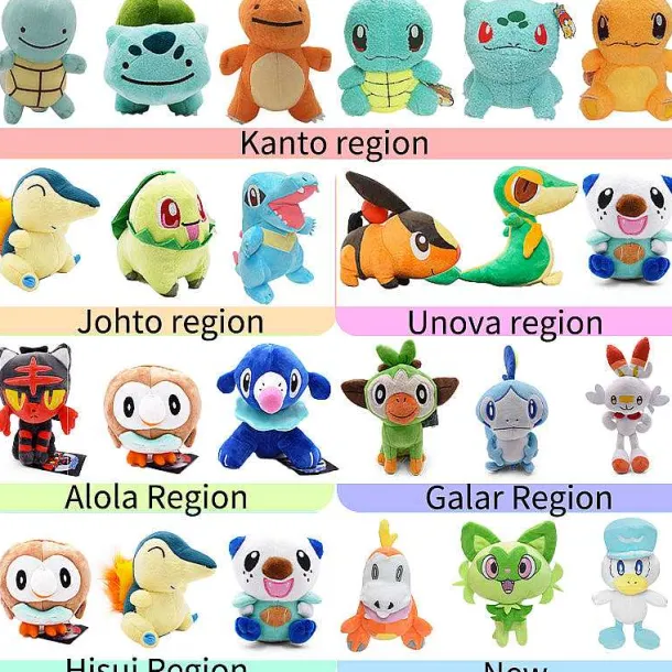 3-Teilige Pokemon Pluschfiguren Regionen-Sammlung