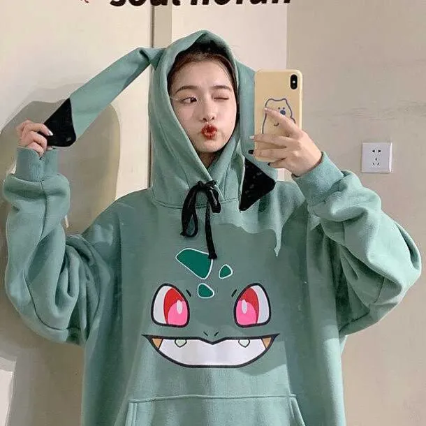 Toller Pikachu, Glumanda, Schiggy Oder Enton Pokemon Oversize Hoodie Pullover