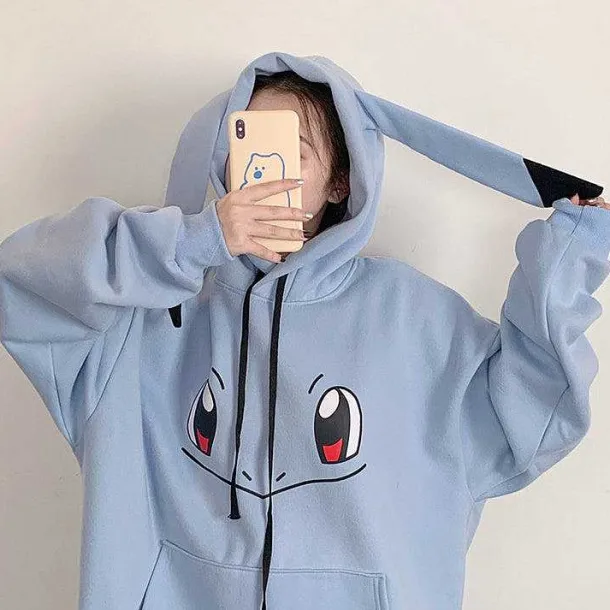 Toller Pikachu, Glumanda, Schiggy Oder Enton Pokemon Oversize Hoodie Pullover